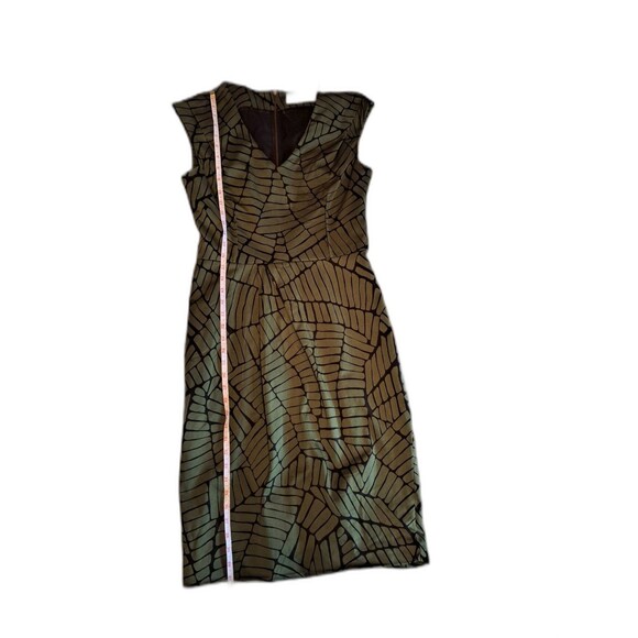Lela Rose Women's Size 10 Sleeveless V-Neck Sheath Dress Green &Black Silk Blend - Picture 8 of 12